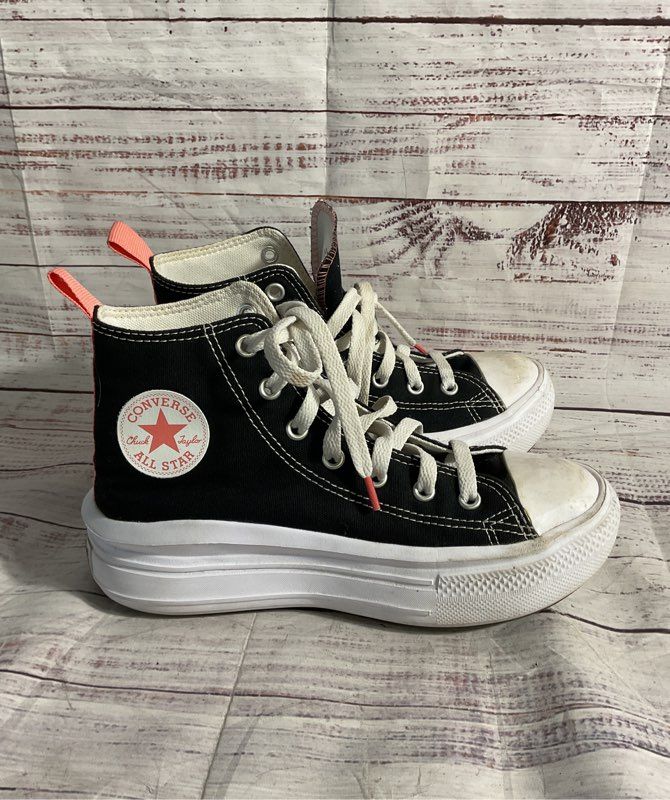 Chuck Taylor All Star Move Platform Pink & Black Canvas Sneakers Size 3Y