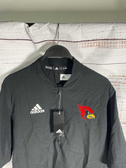 Louisville Cardinals Shirt Men's Medium Adidas Black 1/4 Zip Short Sleeve