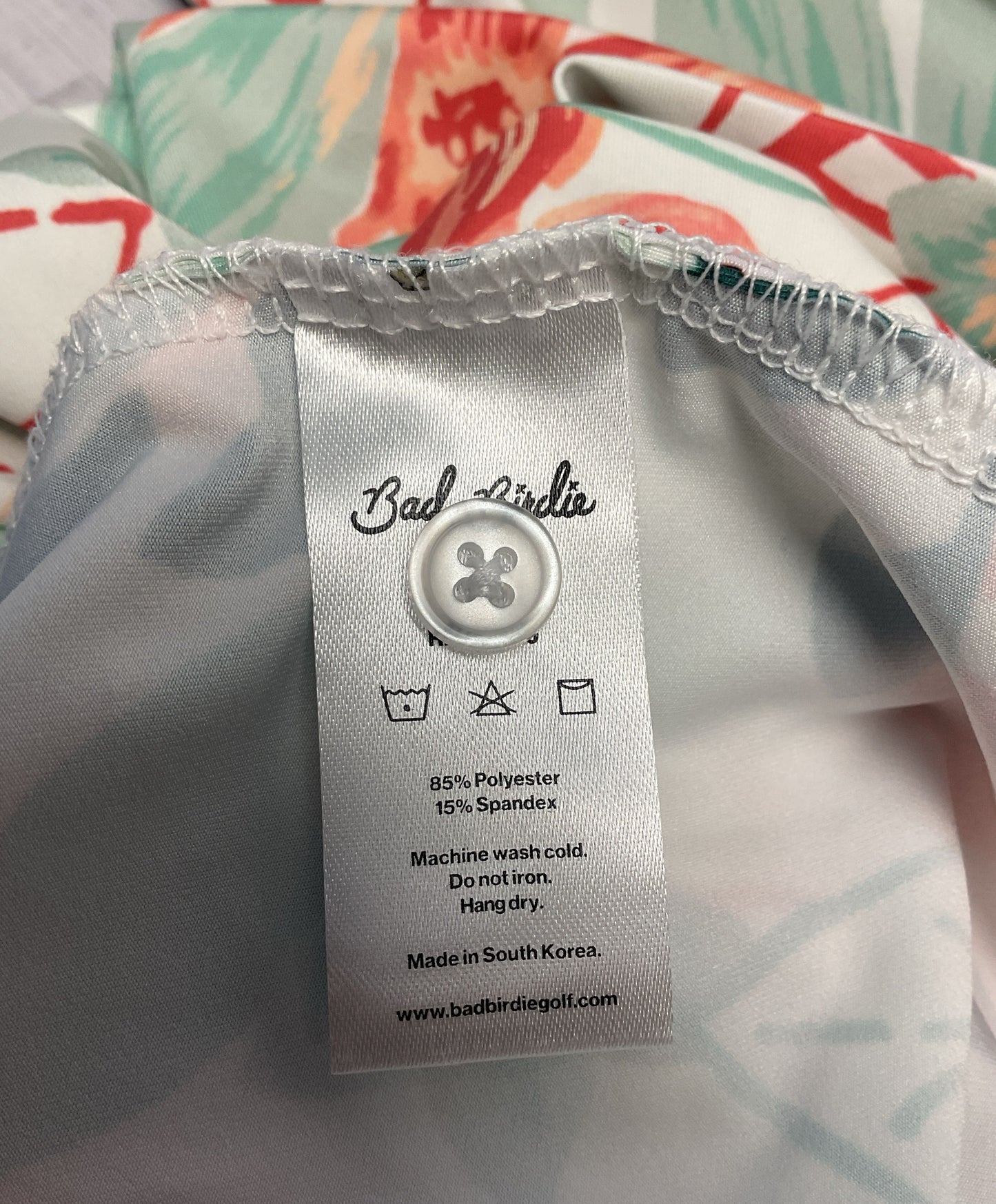 Bad Birdie Leafing Pattern Green Pink Polo Shirt - Size XL New W/ Tag