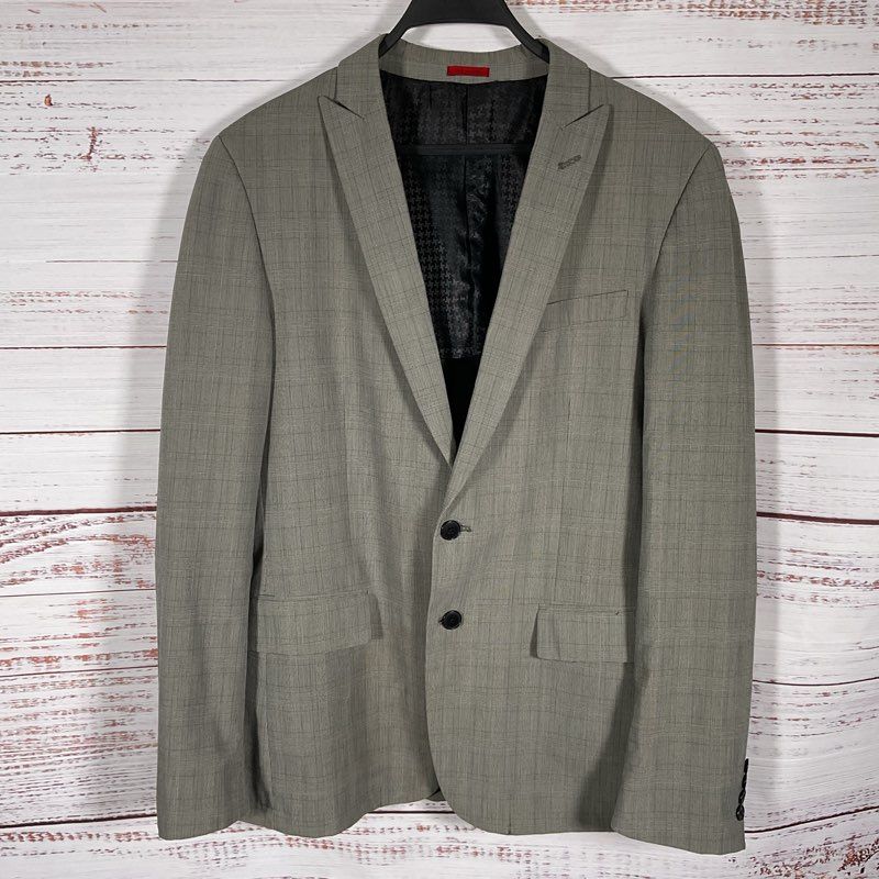 John Varvatos Gray Plaid 2 Button Blazer Suit Jacket - Size 40R *DAMAGED*