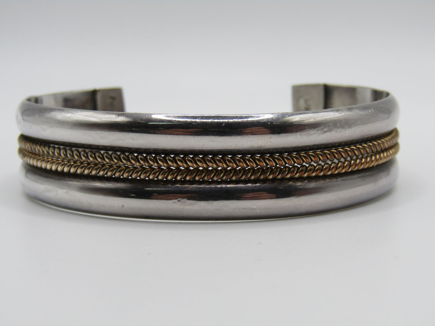 Vintage Fred Maloney Navajo Sterling Silver 12k Gold Filled Cuff Bracelet