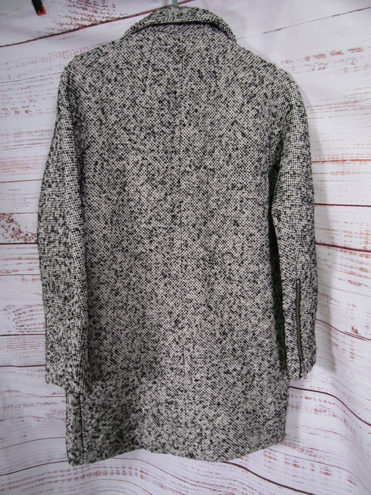 Madewell Women's Black & White Cotton Wool Blend Coat Size 0