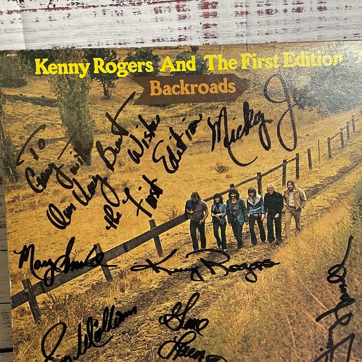 Signed KENNY ROGERS & The First Edition Backroads Vinyl Record LP