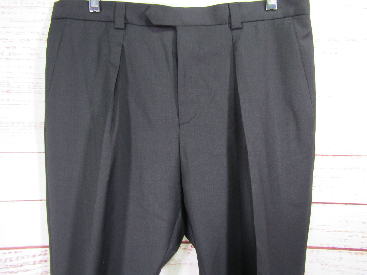 Hugo Boss Men's Black Wool Trouser Dress Pants Size 32 R UNHEMMED