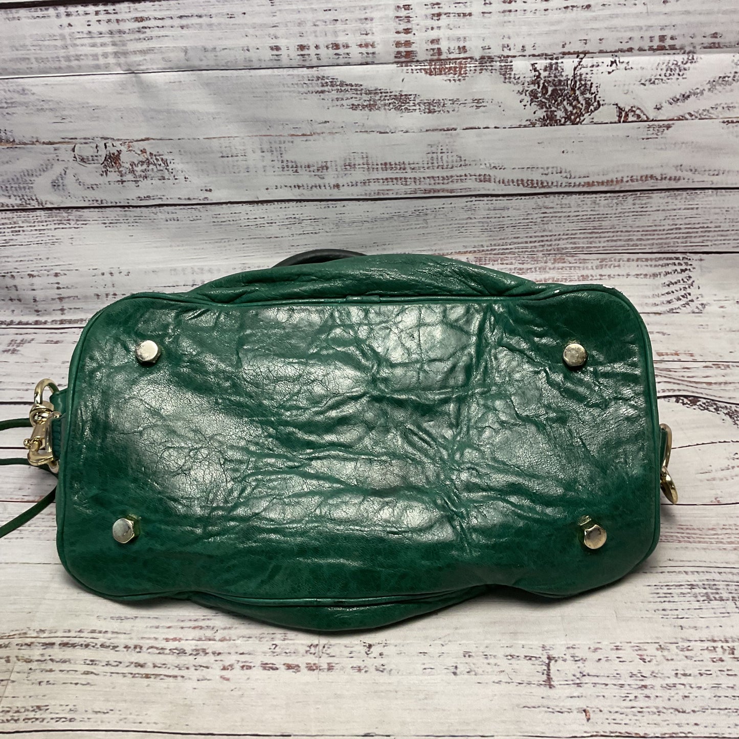 Rebecca Minkoff Green Leather Handbag Purse 13"x7"x8"