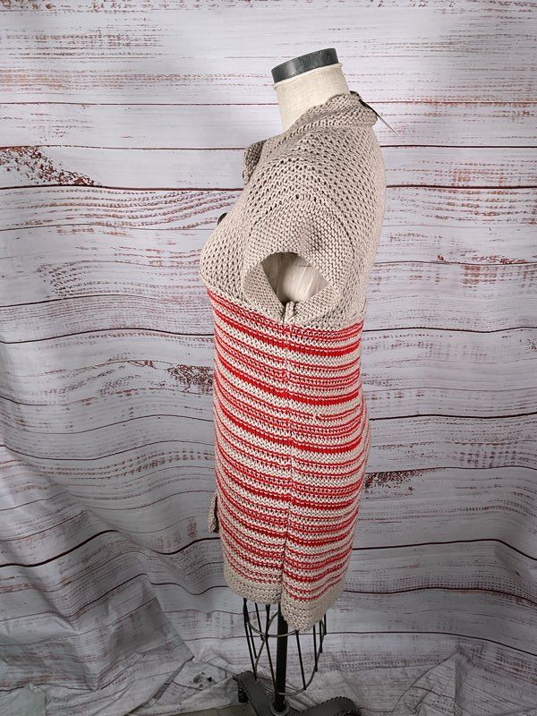 NWT Free People Women's Crochet Knit Double Button Short Sleeve Cardigan Top S