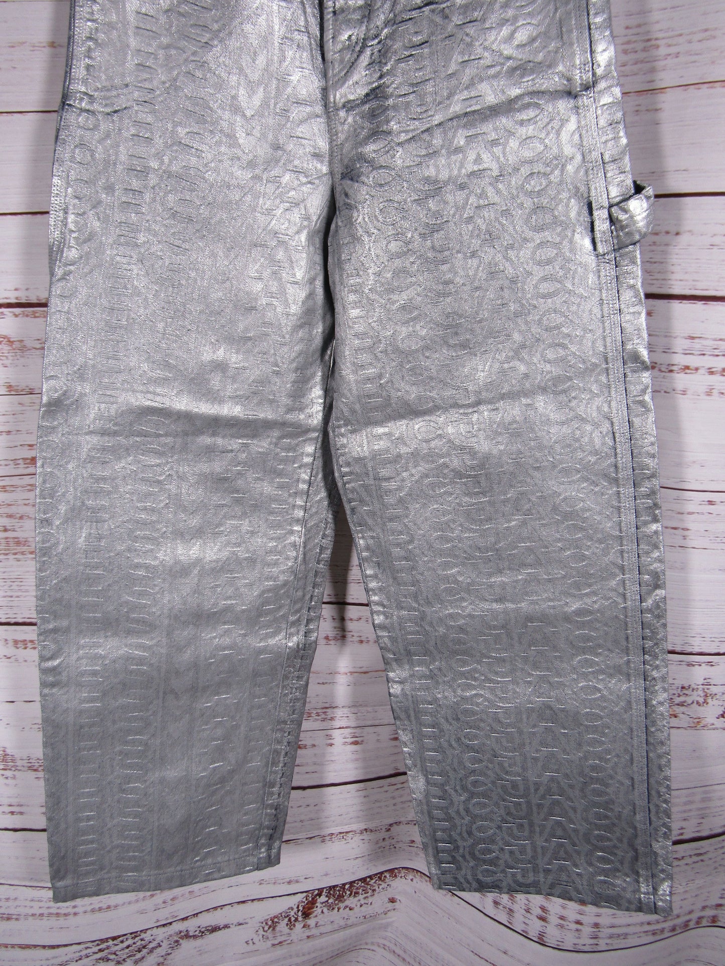 Marc Jacobs Women's Silver Monogram Oversized Jeans Size 24