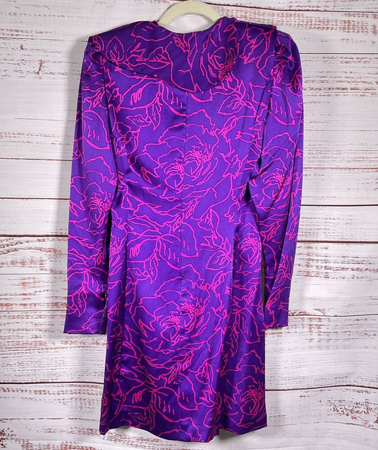 Carolina Herrera Vintage Floral Sample Size Long Sleeve Dress Multicolor