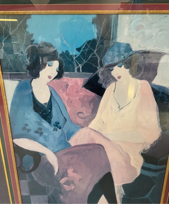 Itzchak Tarkay NICOLE & CHLOE Large Art Print Signed Framed & Matted