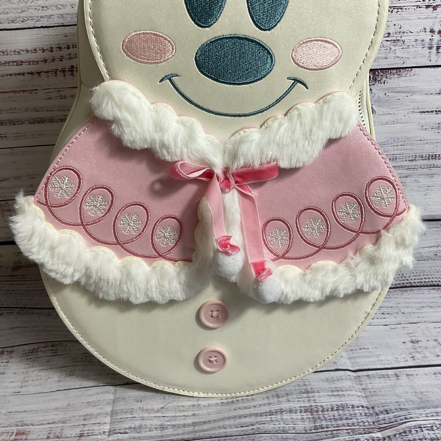 NWT LOUNGEFLY Disney Minnie Mouse Pastel Snowman Mini Backpack