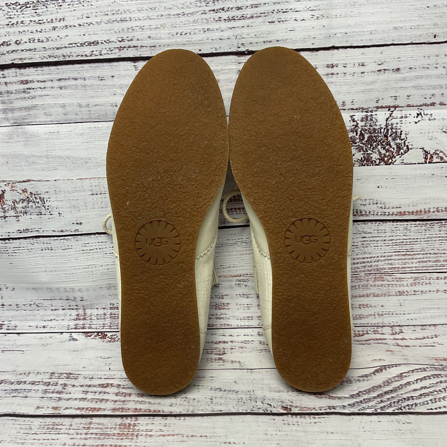 Ugg Nolita White Beige Nubuck Fabric Oxford Flat Women Size 10