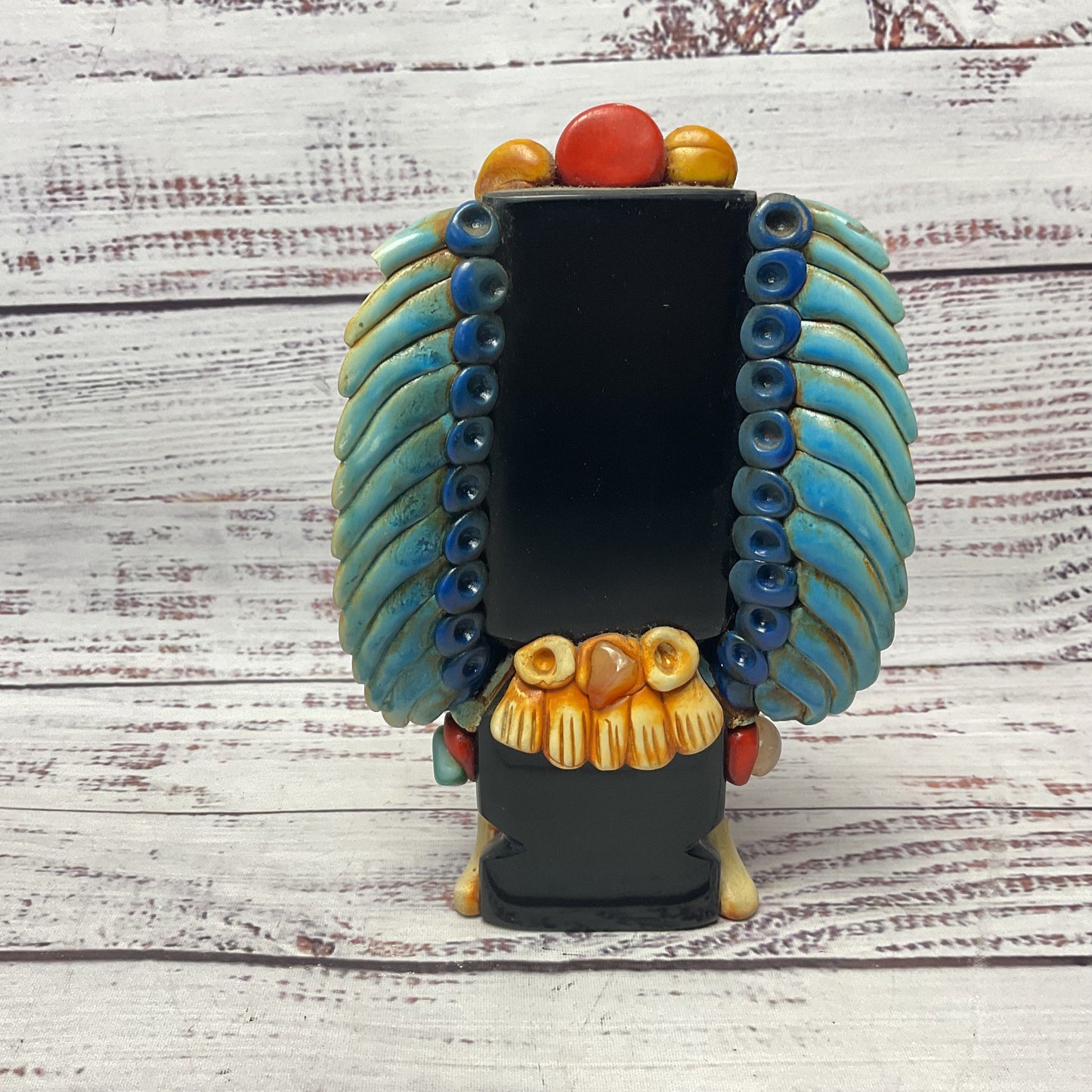 Aztec Mayan Onyx Carved Stone Clay Gem Sculpture Sculpture 6.5"