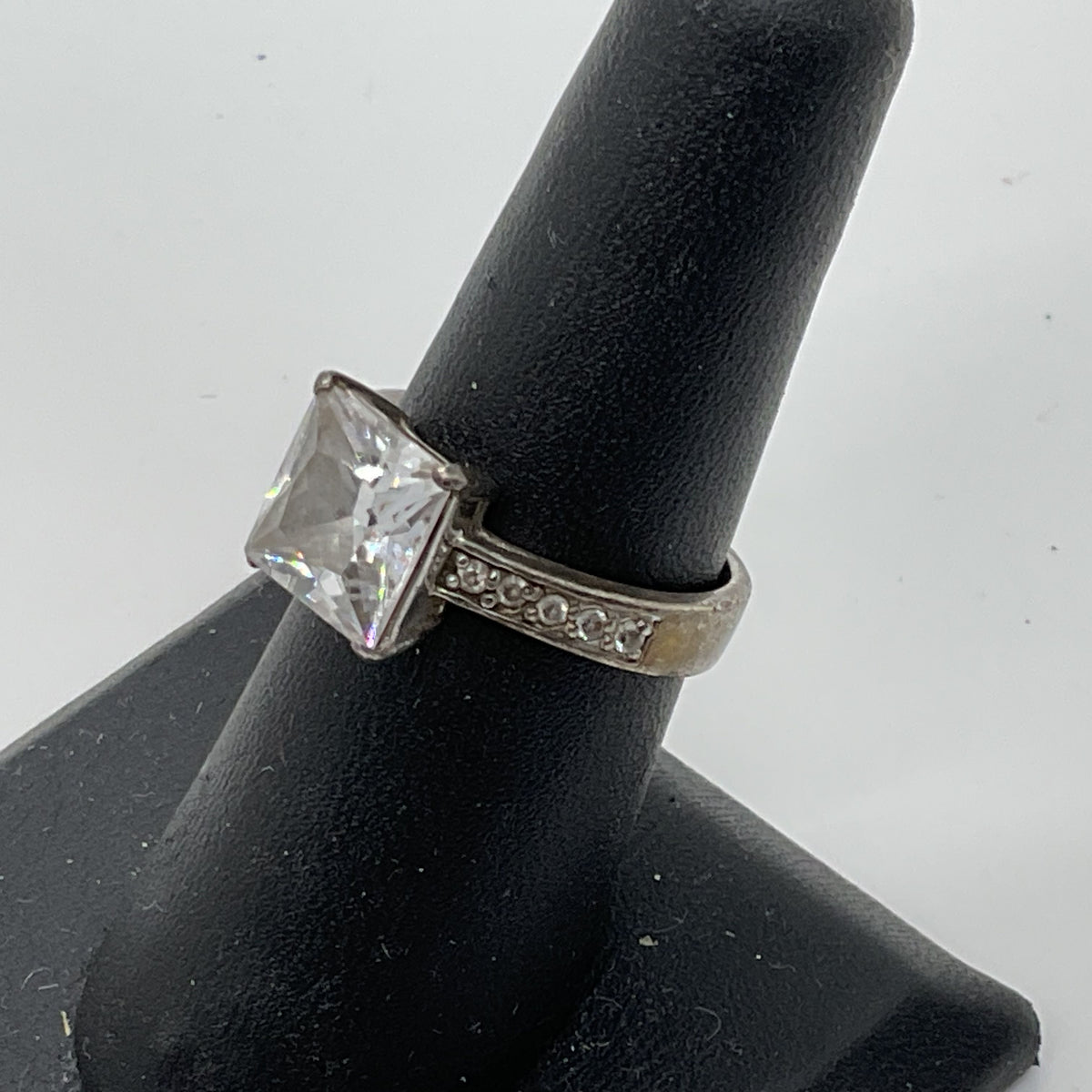 Sterling Silver & Rhinestone SZ 6.75 Ring- 4.73g