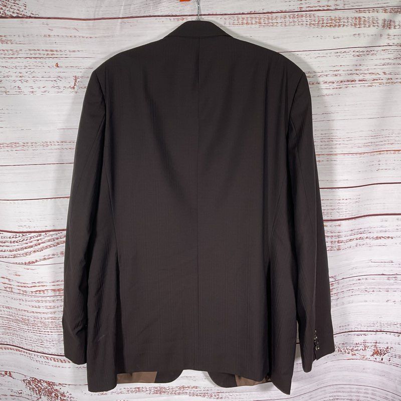 Hugo Boss Pasolini Brown Pinstripe Wool Suit Jacket - Size 46L