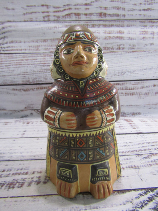 Vintage Antonio Olave Multi-Color Handcrafted Cuzco Native Man Ceramic Figurine