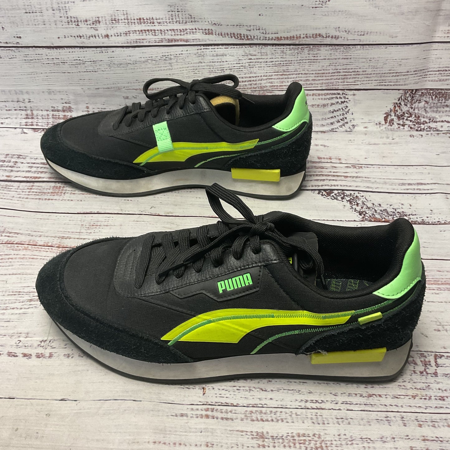 Puma Future Rider Twofold Black Yellow Athletic Sneakers Shoe Men Size 10.5
