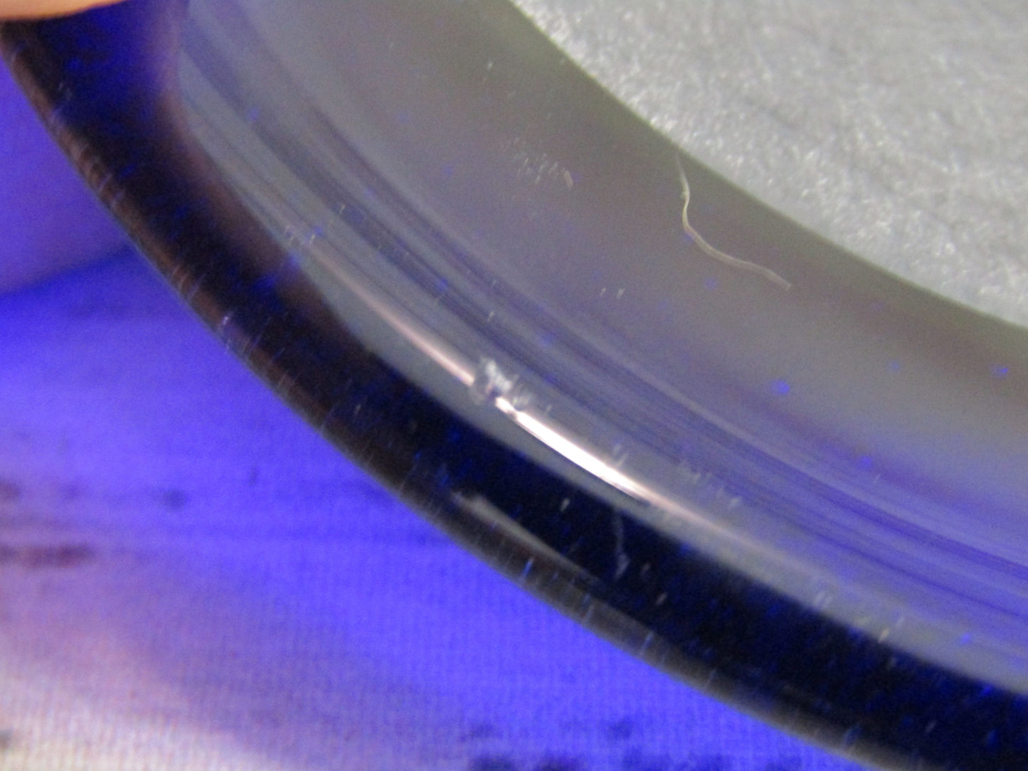 Artist Signed Cobalt Blue Dichroic Glass Retro Geometric Trinket Plate