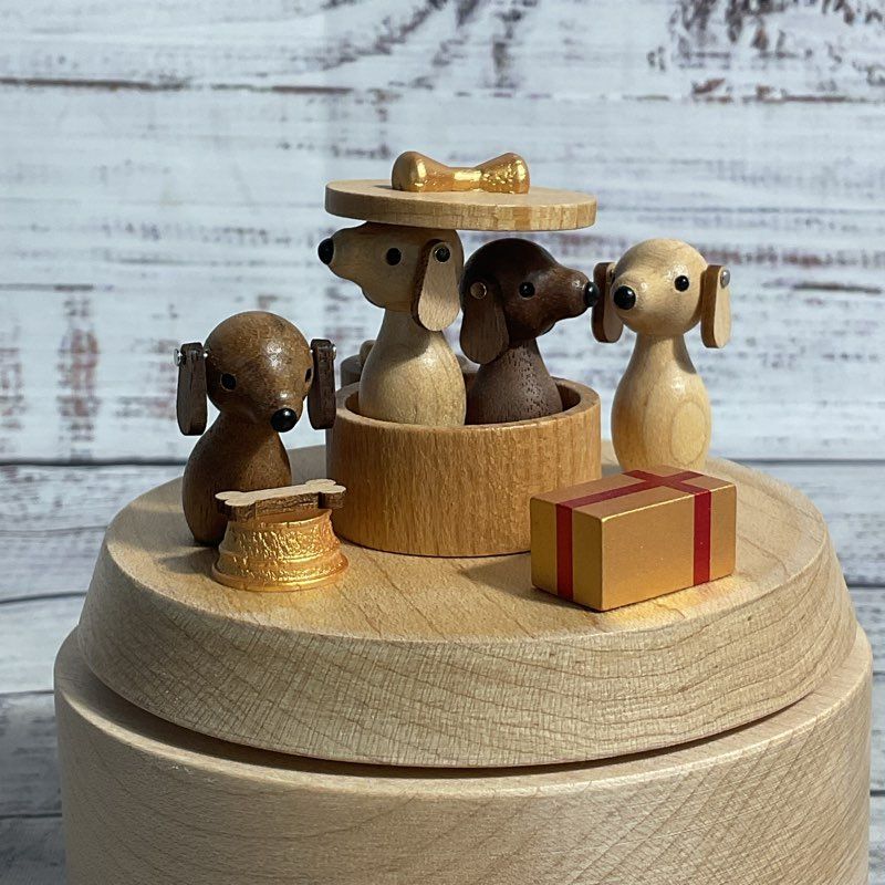 Wooderful Life Dog Christmas Wooden Music Box