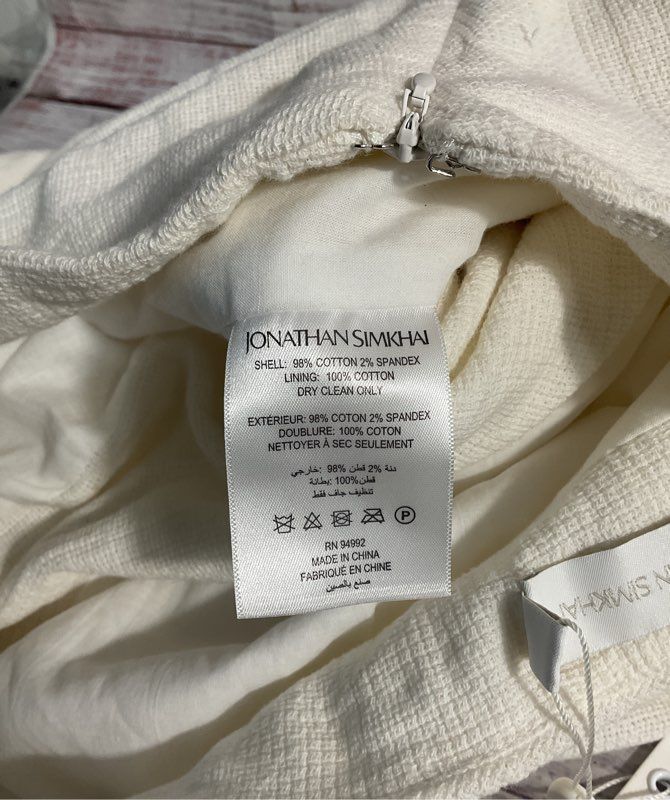 NWT Jonathan Simkhai Hayden Skirt Women's Ruffled Side Size 2 Cream