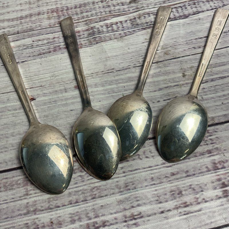 Viners 4 Pc. Sheffield Extra A Electro Plate Silver Floral Pattern Tea Spoon Set
