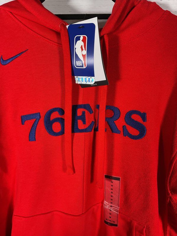 NWT Men's Nike NBA Fleece Pullover 'Philadelphia 76ers Courtside Red Size M