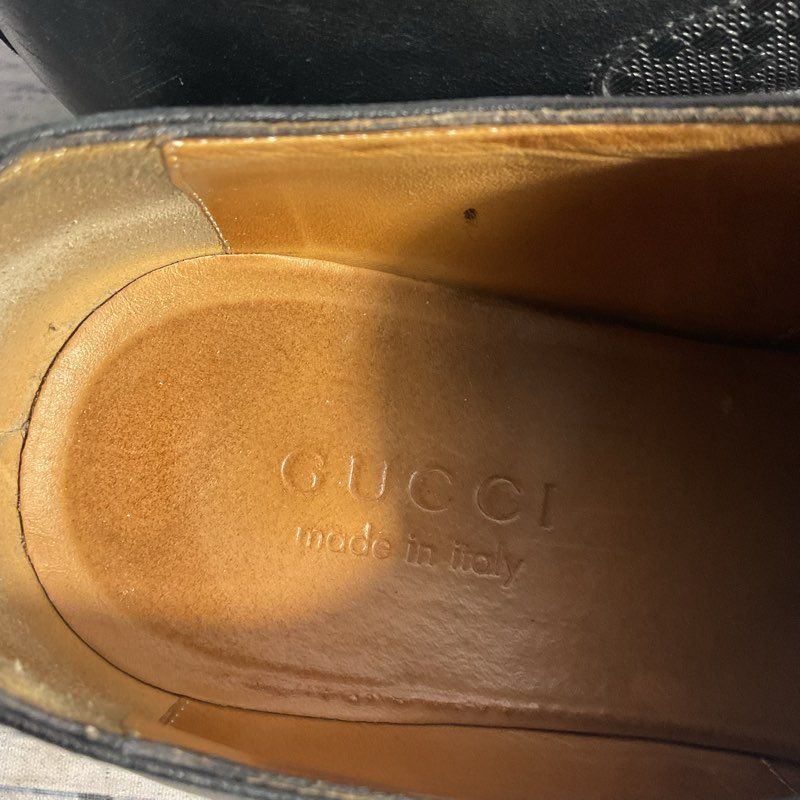 Gucci Diamante Black Leather Oxford Dress Shoe Men 7