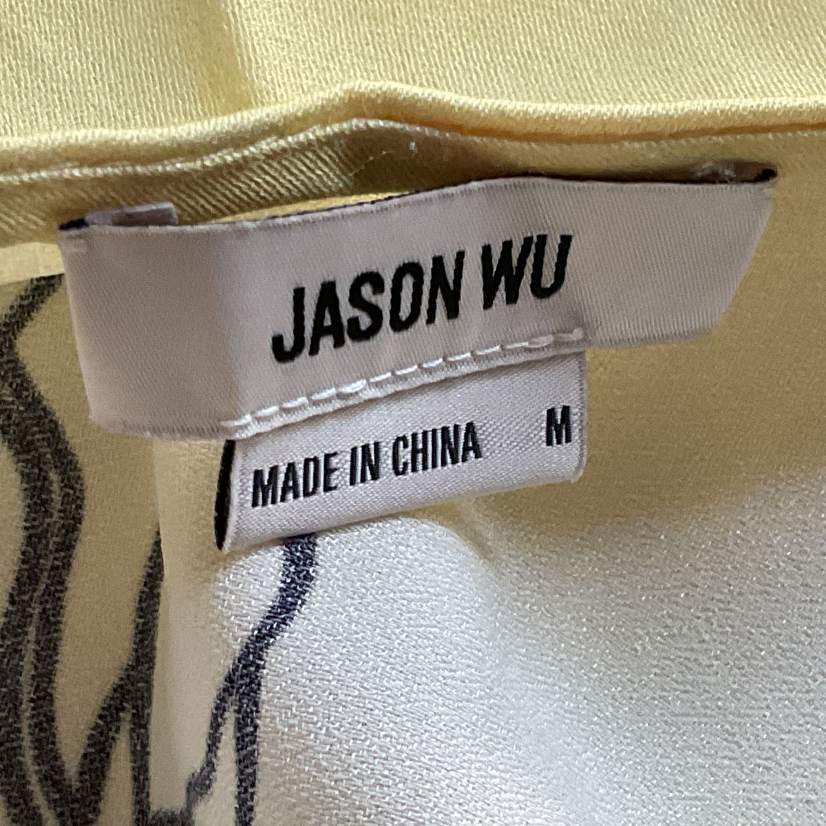 JASON WU Women's Yellow Floral Print V-Neck Sateen Blouse- SZ M