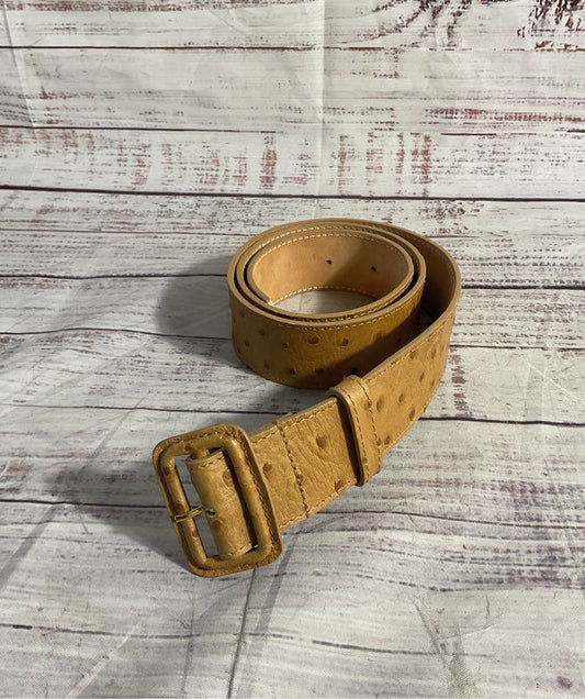 Furla Women's Ostrich Genuine Leather Brown Belt Size S Made in Italy