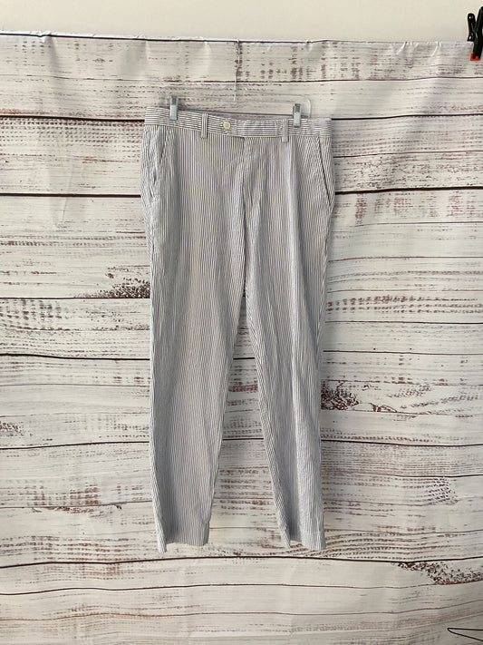 Brooks Brothers Regular White Blue Seer Sucker Stripe Pants - Size 34x32