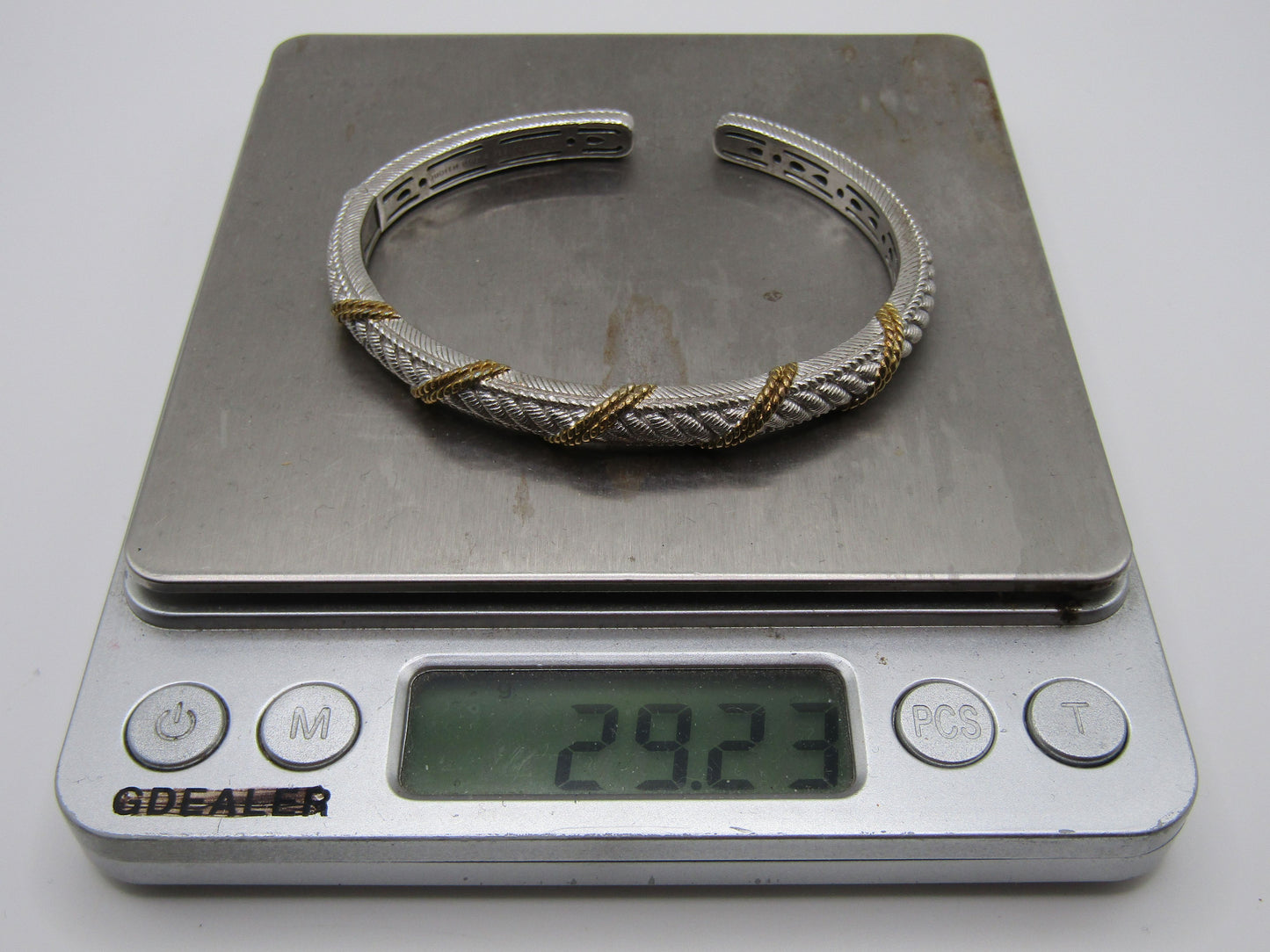 Judith Ripka Sterling Silver 2 Tone Rope Cuff Bracelet