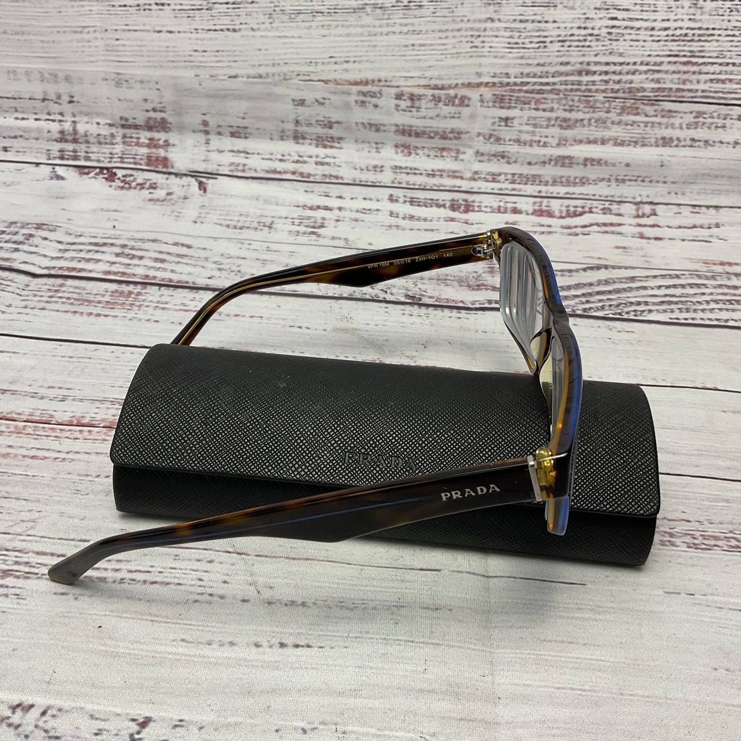Prada VPR16M Brown Tortoiseshell Blue Overlay Glasses 55 16 Framed Case Only*