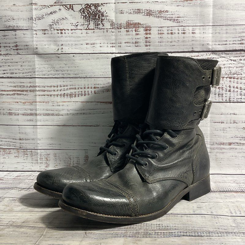 All Saints Spitalfields Damisi Black Leather Combat Boot Men's 10 US/43 EU