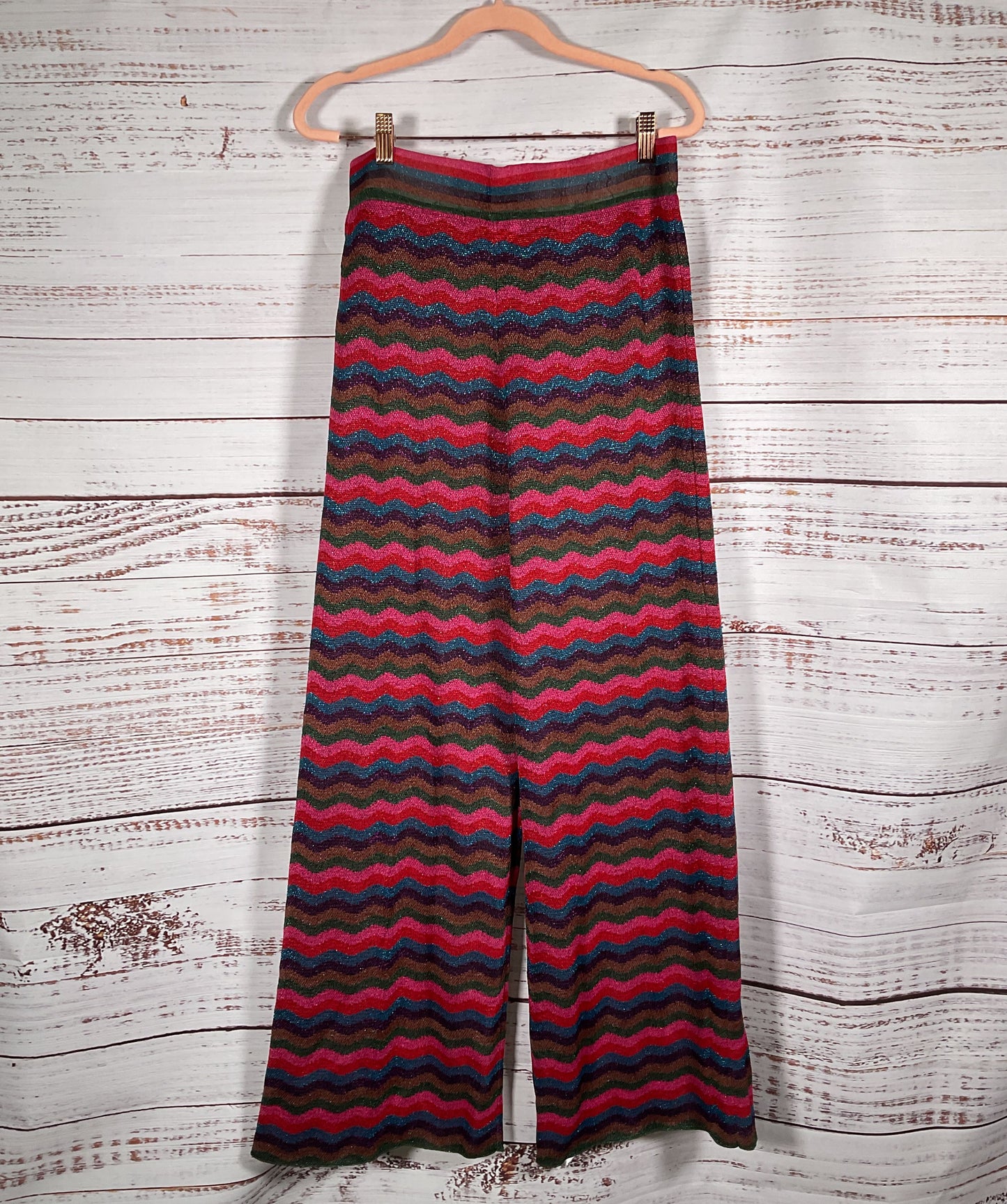 Boden USA Jacquard Knitted Trousers Jewel Toned Metallic Wave Multicolor 10