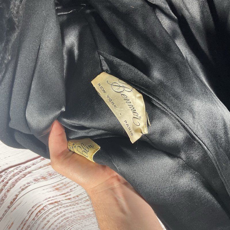 VTG. Blin+Blin Black Fur Cape Collar Wool Coat - Size in Description