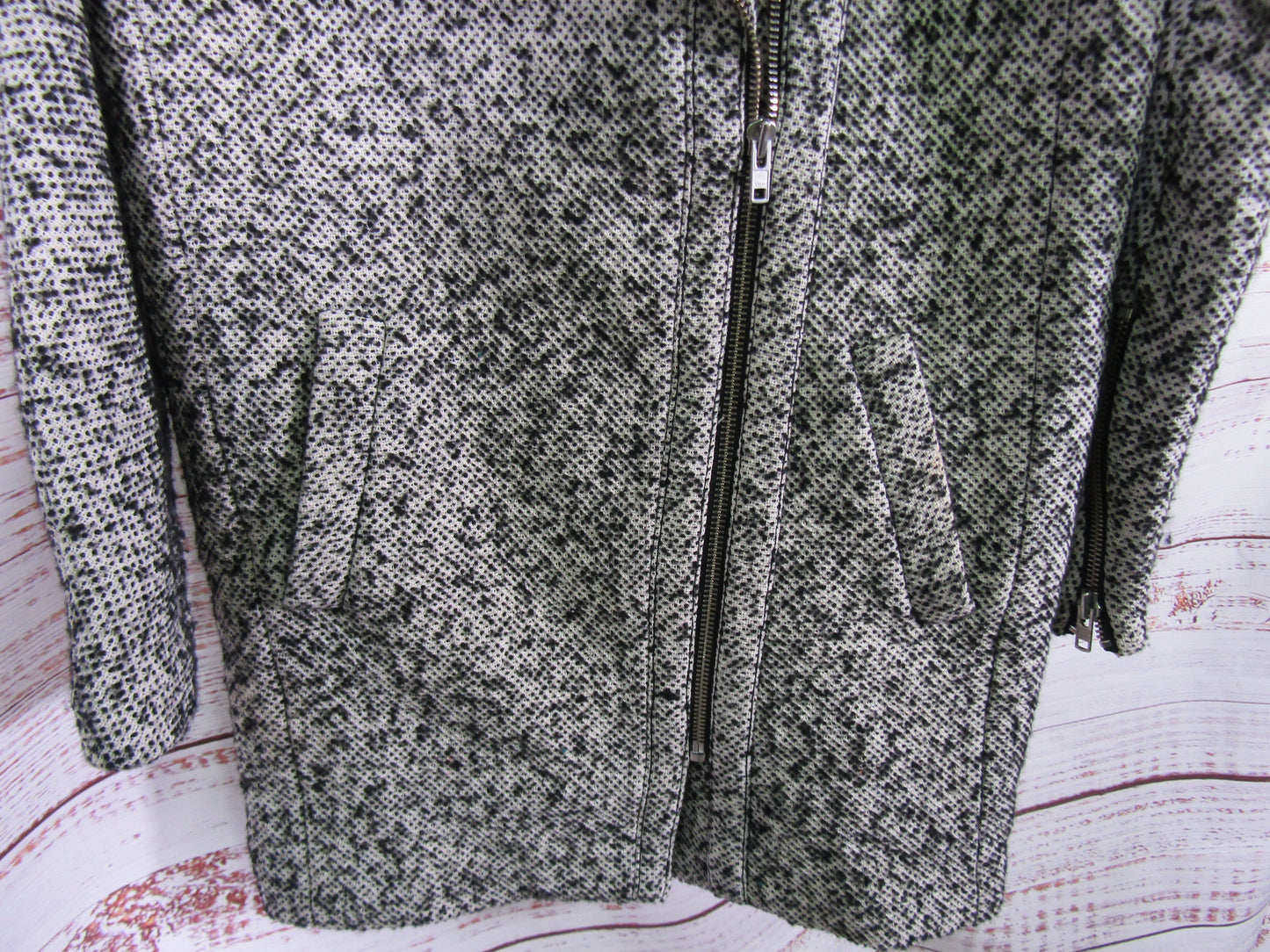 Madewell Women's Black & White Cotton Wool Blend Coat Size 0