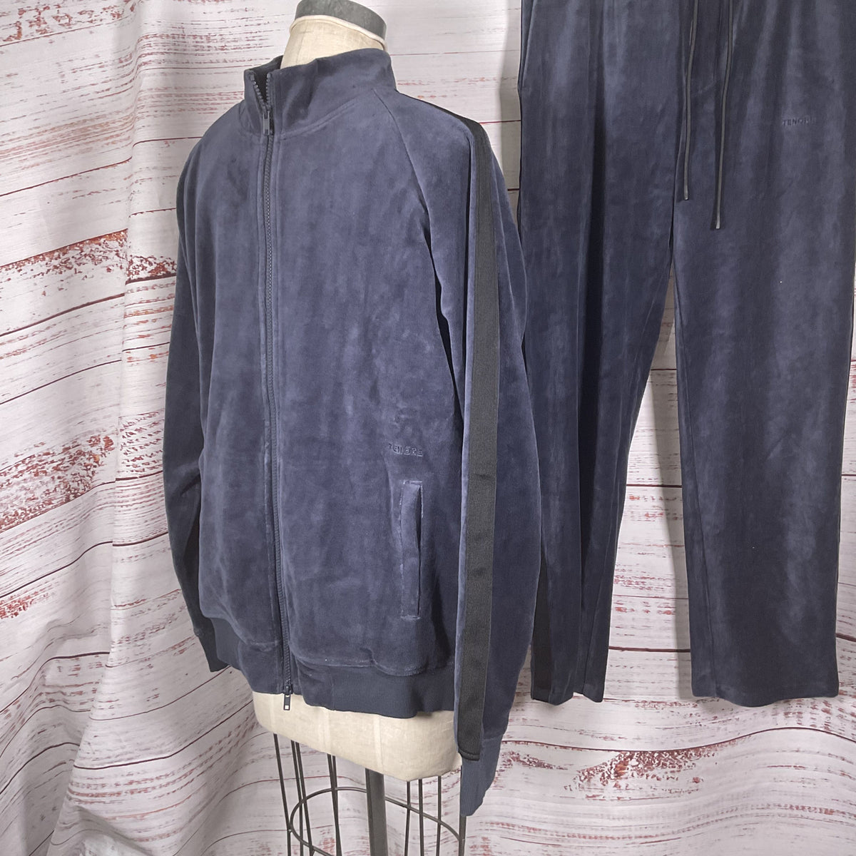 NWT TENORE Men's Navy Blue Velour Track Suit- SZ L
