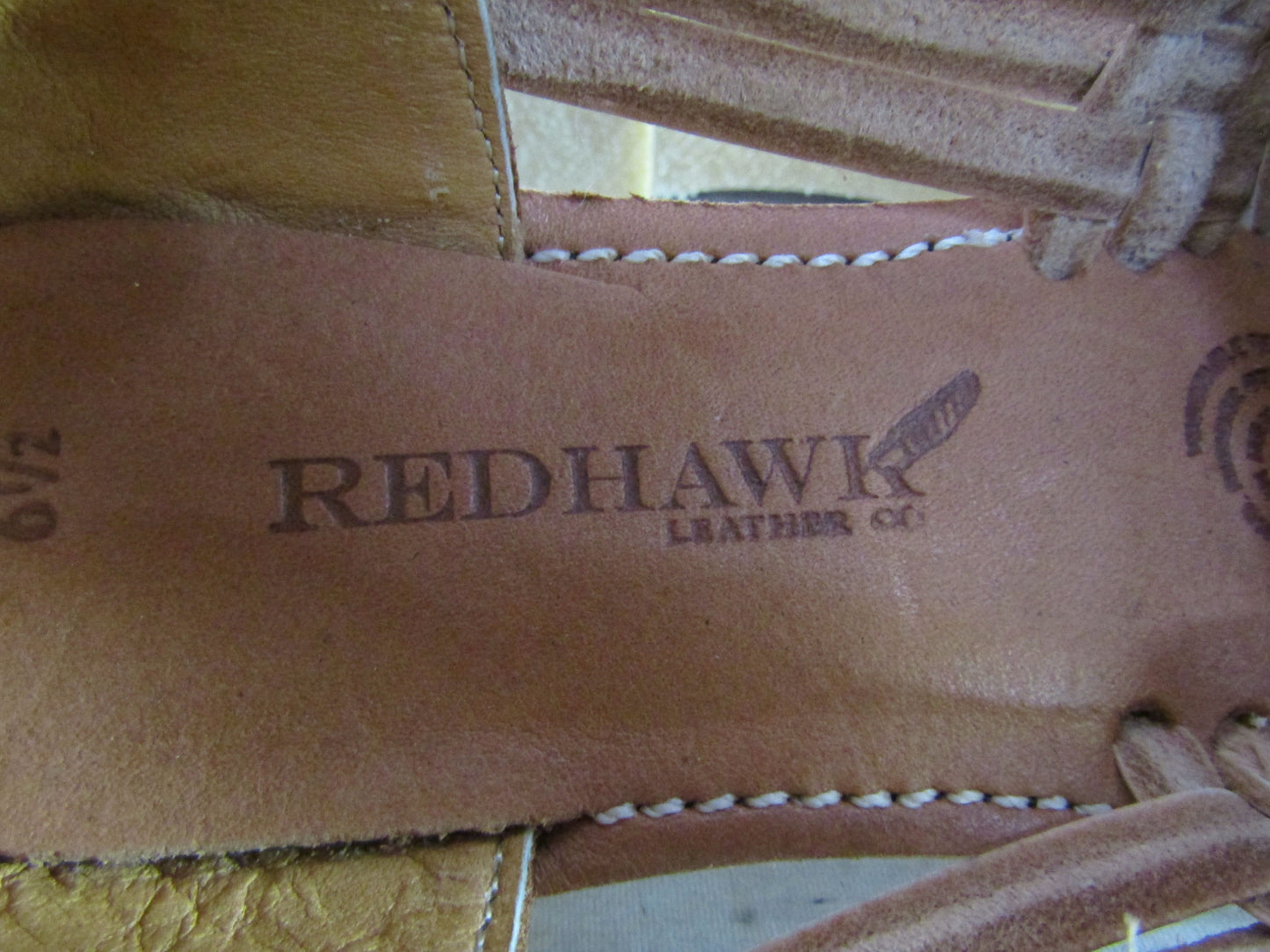 Red Hawks Women's Woven White Leather Huarache Slip-On Flats Size 6.5