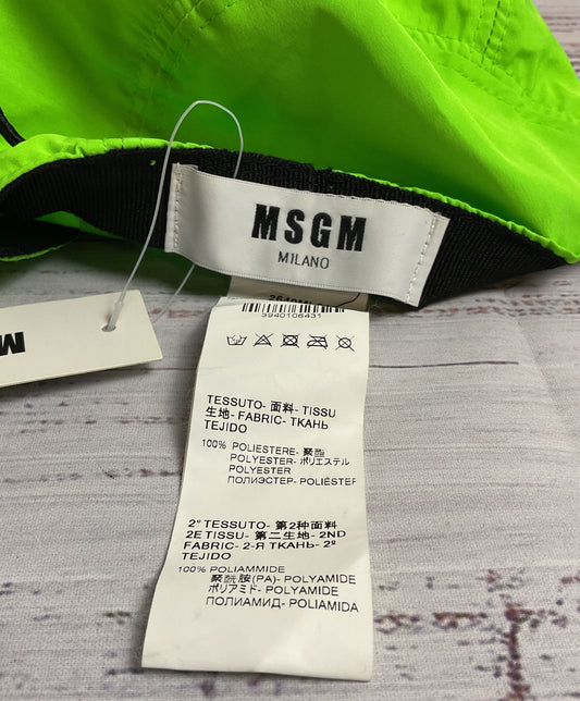 MSGM Milano Neon Green Flat Bill Adjustable Hat Men's NWT RETAIL: $945