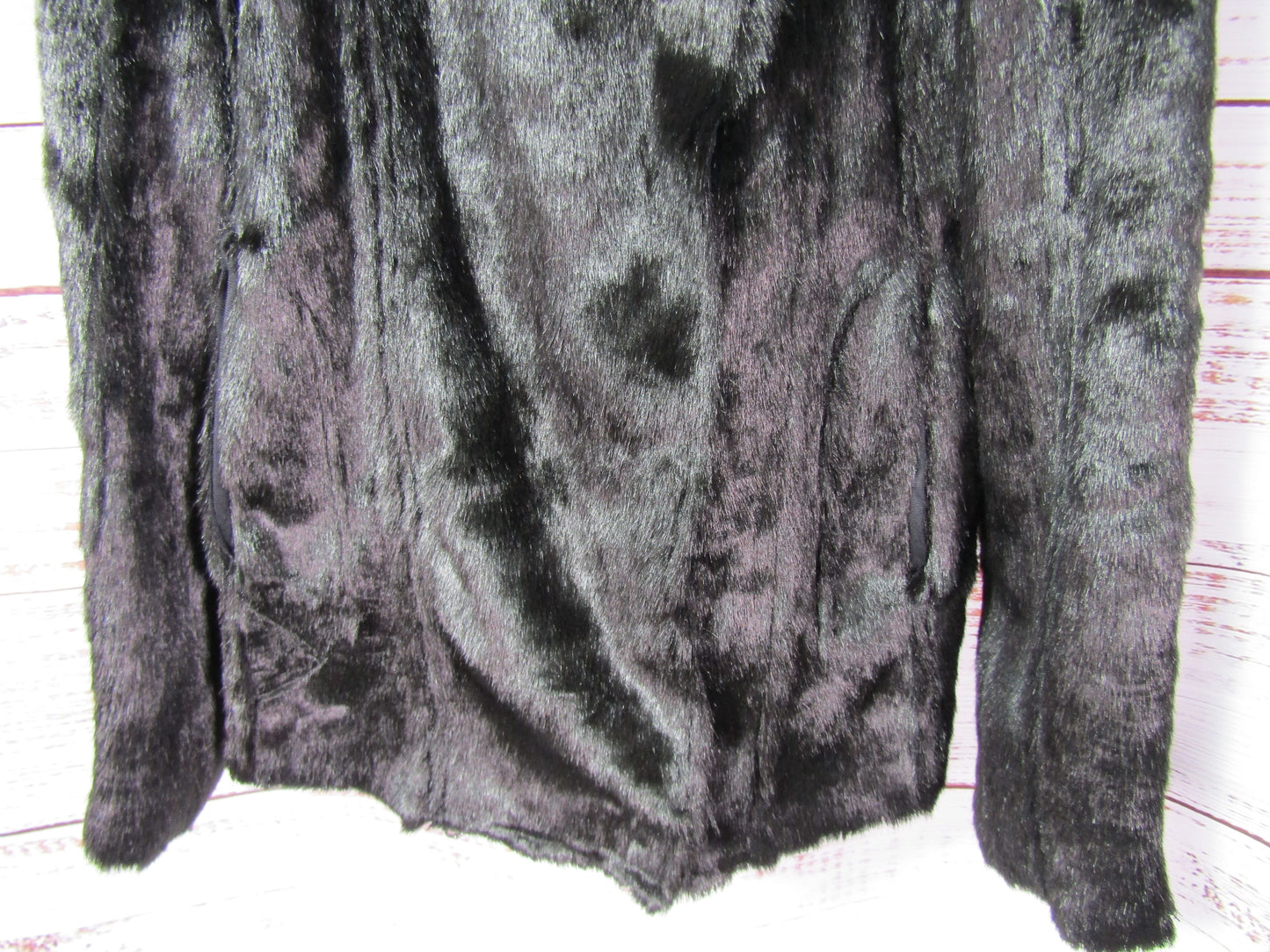 Hale Bob Women's Black Faux Fur Faux Suede Reversible Jacket Size M