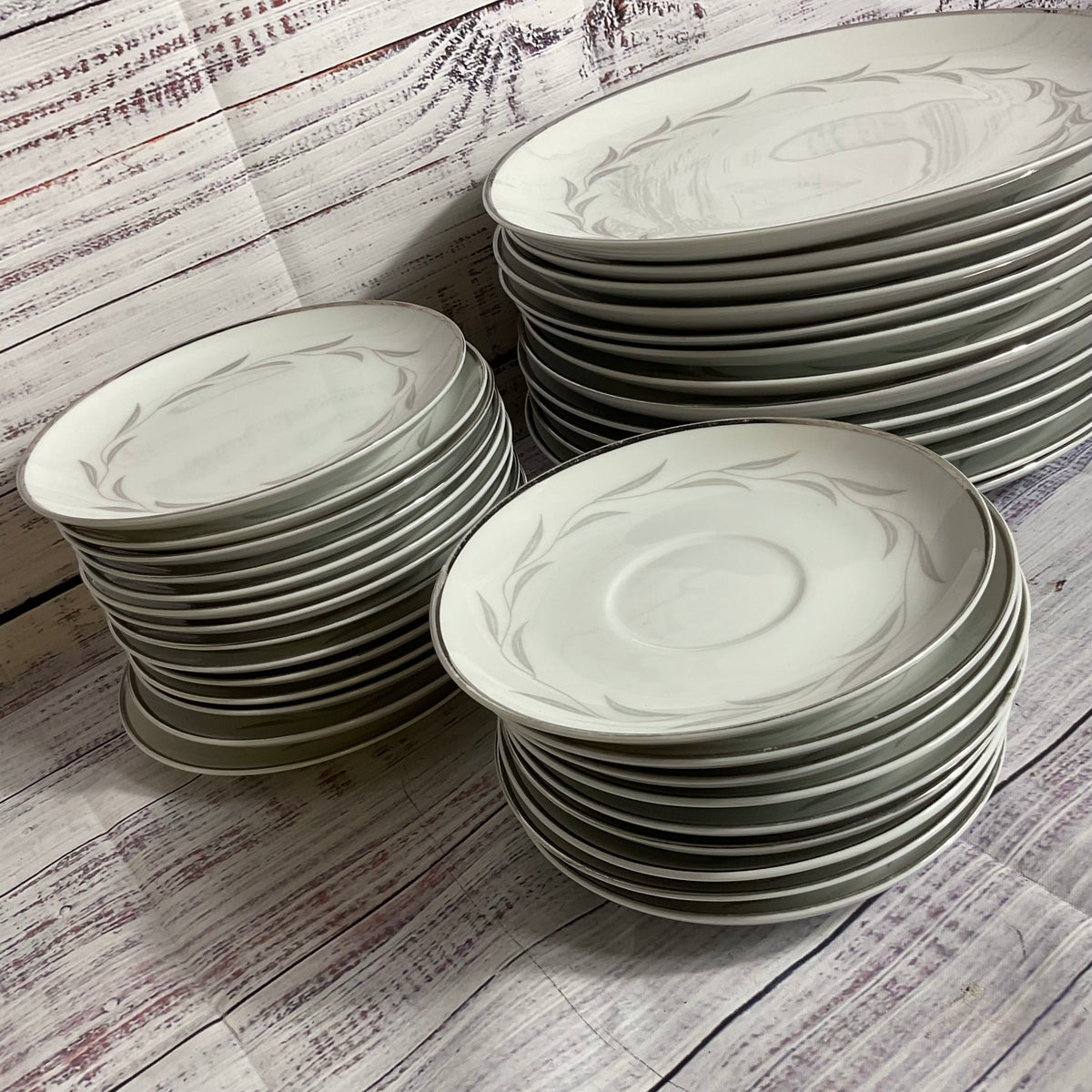 VTG. NASCO Japan Paris Night Fine China Dinner, Bread & Saucer Plates- 36 Pieces
