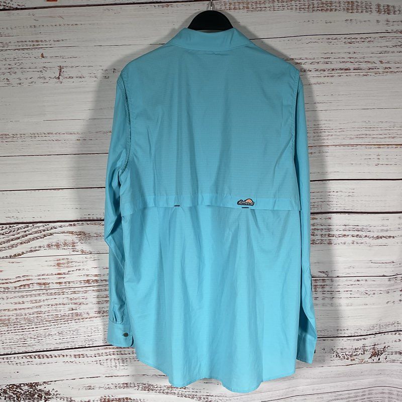Chubbies Light Blue Long Sleeve Button Up Fishing Hunting Shirt - Size L