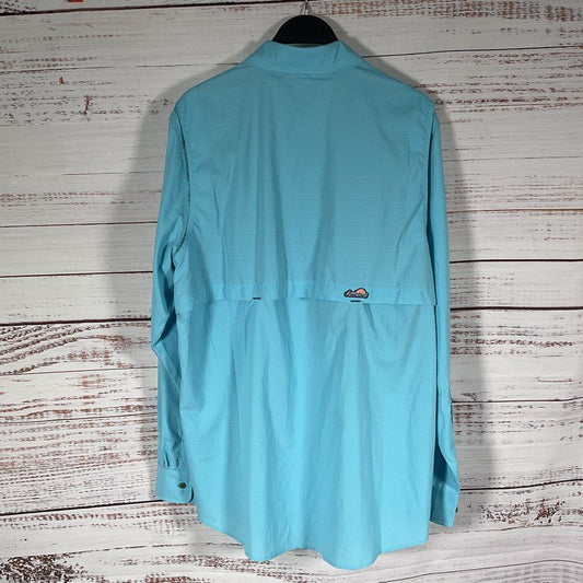 Chubbies Light Blue Long Sleeve Button Up Fishing Hunting Shirt - Size L