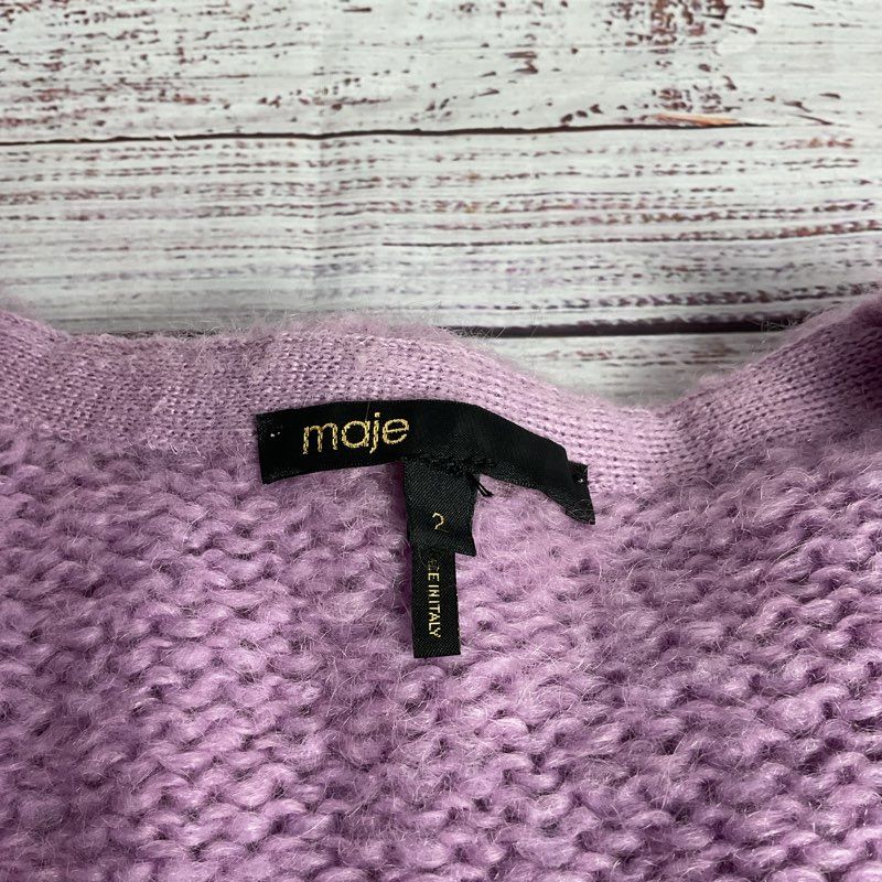 Maje Purple Fuzzy Knit Cropped 4 Button Cardigan Sweater - Size 2