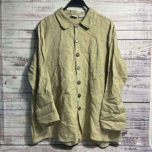 CP Shades Beige Irish Linen Button Down Blouse - Size S
