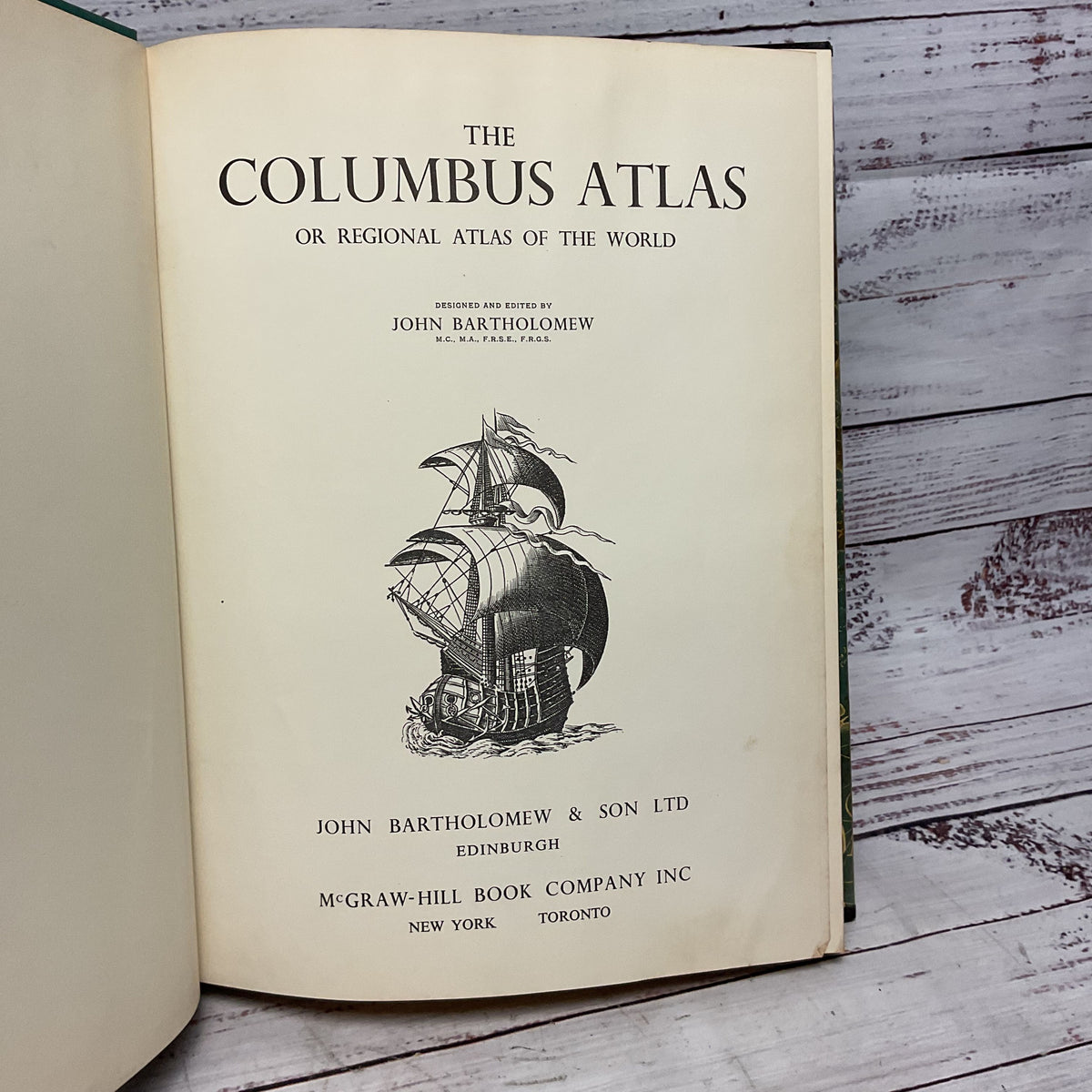 Columbus Atlas Of The World Bartholomew Map 1953 Hard Cover Book