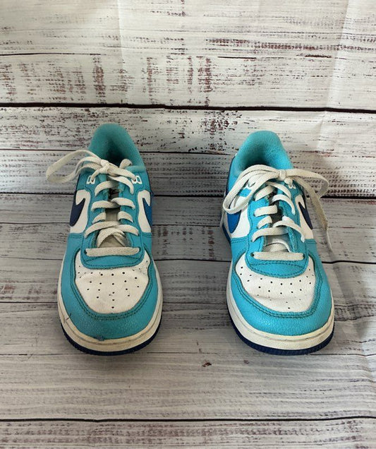 Children's Boys Nike Force 1 Lv8 Turquoise And White Sneaker Size 1 Y