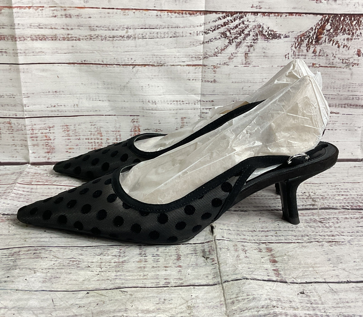 Sam Edelman Dot Mesh Bianka Slingback Black 6.5