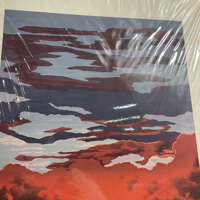 VTG. Red Sky California Landscape Serigraph Print by Edna Erspamer Signed 1980