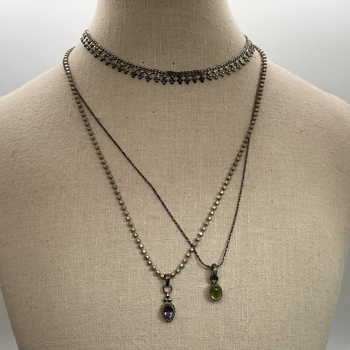 Set of 3 Sterling Silver & Gemstone 11" & 18" Necklaces- 18.56g