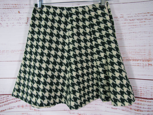 Vintage Patty Woodman Women's Green Houndstooth Wool Skirt Size 6